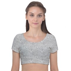 Velvet Short Sleeve Crop Top  