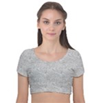 Light Grey Snake Velvet Short Sleeve Crop Top 