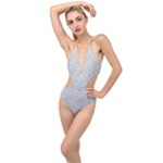 Light Grey Snake Plunging Cut Out Swimsuit