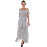 Light Grey Snake Off Shoulder Open Front Chiffon Dress