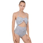 Light Grey Snake Scallop Top Cut Out Swimsuit