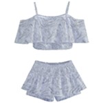 Light Grey Snake Kids  Off Shoulder Skirt Bikini