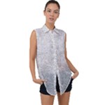 Light Grey Snake Sleeveless Chiffon Button Shirt