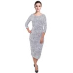 Light Grey Snake Quarter Sleeve Midi Velour Bodycon Dress