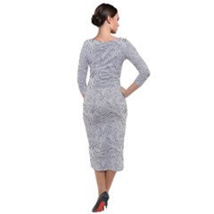 Quarter Sleeve Midi Velour Bodycon Dress 