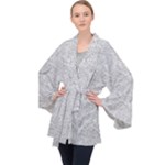 Light Grey Snake Long Sleeve Velvet Kimono 
