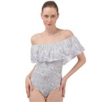Light Grey Snake Off Shoulder Velour Bodysuit 