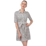 Light Grey Snake Belted Shirt Dress