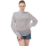Light Grey Snake High Neck Long Sleeve Chiffon Top