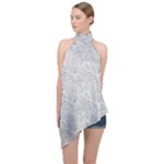 Light Grey Snake Halter Asymmetric Satin Top