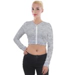 Light Grey Snake Long Sleeve Cropped Velvet Jacket