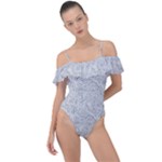 Light Grey Snake Frill Detail One Piece Swimsuit