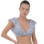 Light Grey Snake Plunge Frill Sleeve Bikini Top