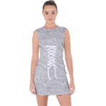Light Grey Snake Lace Up Front Bodycon Dress