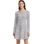 Light Grey Snake Long Sleeve Velour Skater Dress