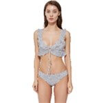 Light Grey Snake Low Cut Ruffle Edge Bikini Set