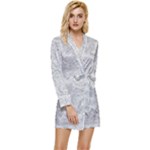 Light Grey Snake Long Sleeve Satin Robe