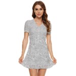 Light Grey Snake V-Neck High Waist Chiffon Mini Dress