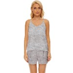 Light Grey Snake V-Neck Satin Pajamas Set