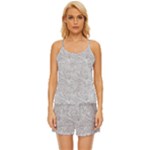 Light Grey Snake Satin Pajama Short Set