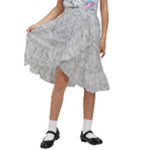Light Grey Snake Kids  Ruffle Flared Wrap Midi Skirt