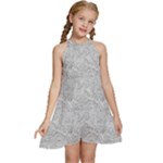 Light Grey Snake Kids  Halter Collar Waist Tie Chiffon Dress