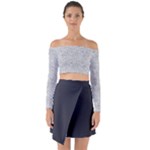 Light Grey Snake Long Sleeve Off Shoulder Crop Top