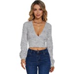 Light Grey Snake Long Sleeve Deep-V Velour Top