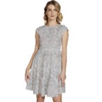 Light Grey Snake Cap Sleeve High Waist Dress