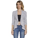Light Grey Snake Women s 3/4 Sleeve Ruffle Edge Open Front Jacket