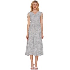 V-Neck Drawstring Shoulder Sleeveless Maxi Dress 