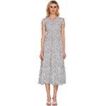 Light Grey Snake V-Neck Drawstring Shoulder Sleeveless Maxi Dress