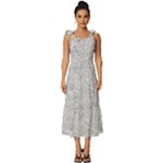 Light Grey Snake Tie-Strap Tiered Midi Chiffon Dress