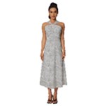 Light Grey Snake Sleeveless Cross Front Cocktail Midi Chiffon Dress