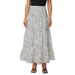 Light Grey Snake Tiered Ruffle Maxi Skirt