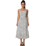 Light Grey Snake Square Neckline Tiered Midi Dress