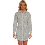 Light Grey Snake Womens Long Sleeve Shirt Dress