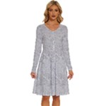 Light Grey Snake Long Sleeve Dress With Pocket
