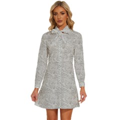 Women s Long Sleeve Bow Deco Button Up Dress 