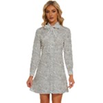 Light Grey Snake Women s Long Sleeve Bow Deco Button Up Dress