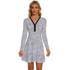 Long Sleeve Deep V Mini Dress  