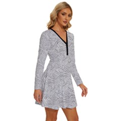 Long Sleeve Deep V Mini Dress  