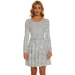 Light Grey Snake Long Sleeve Wide Neck Velvet Dress