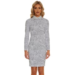 Long Sleeve Shirt Collar Bodycon Dress 