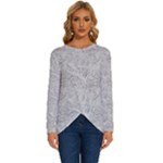 Light Grey Snake Long Sleeve Crew Neck Pullover Top