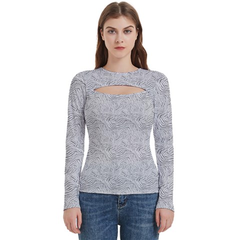 Light Grey Snake Women s Cut Out Long Sleeve T