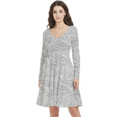 Long Sleeve V-neck skater dress with Pockets 