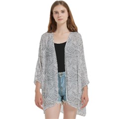 Open Front 3/4 Sleeve Batwing Chiffon Cardigan Kimono 
