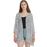 Light Grey Snake Open Front 3/4 Sleeve Batwing Chiffon Cardigan Kimono