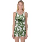 Easter bunny pattern One Piece Boyleg Swimsuit